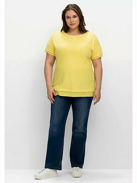 Sheego T-Shirt "Große Größen", mit Blusenbesatz am Saum günstig online kaufen