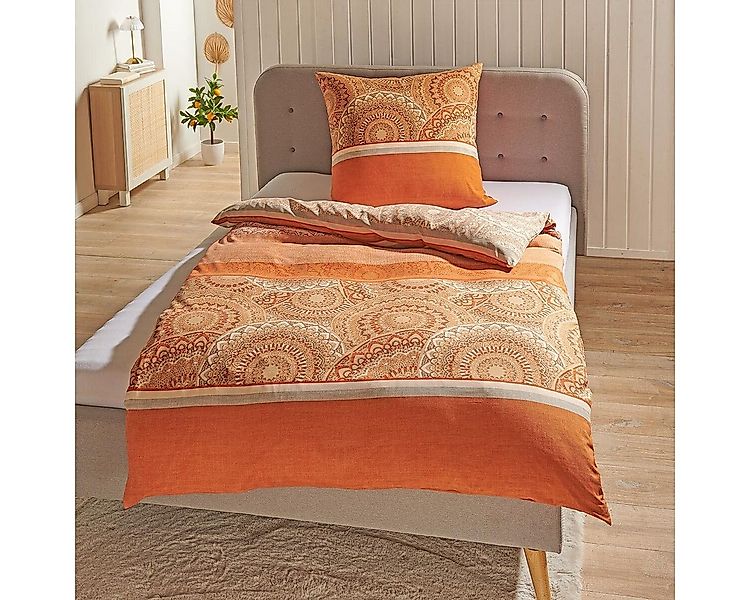 TRAUMSCHLAF Bettwäsche Karlsruhe orange, Mikrofaser, 3 teilig günstig online kaufen