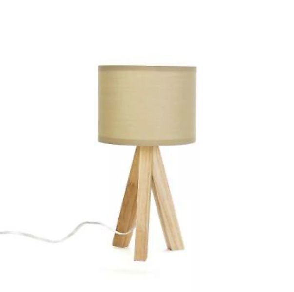 Nachttischlampe Dreibein Stoff Holz E14 GING günstig online kaufen