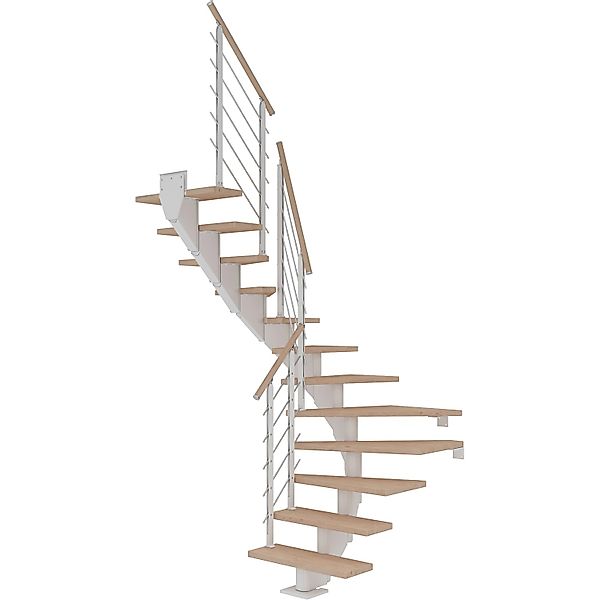 Dolle Mittelholmtreppe Hamburg Eiche Weiß GH bis 258 cm 1/2 Gewendelt 85 cm günstig online kaufen