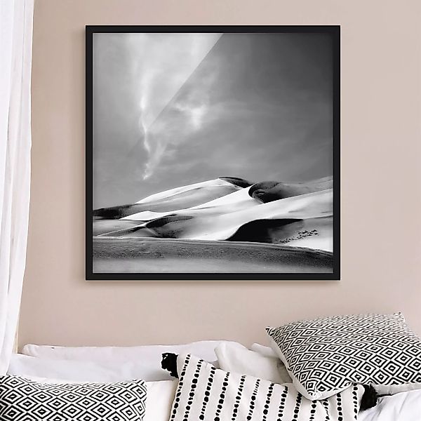 Bild mit Rahmen Colorado Dünen Schwarz-Weiß günstig online kaufen