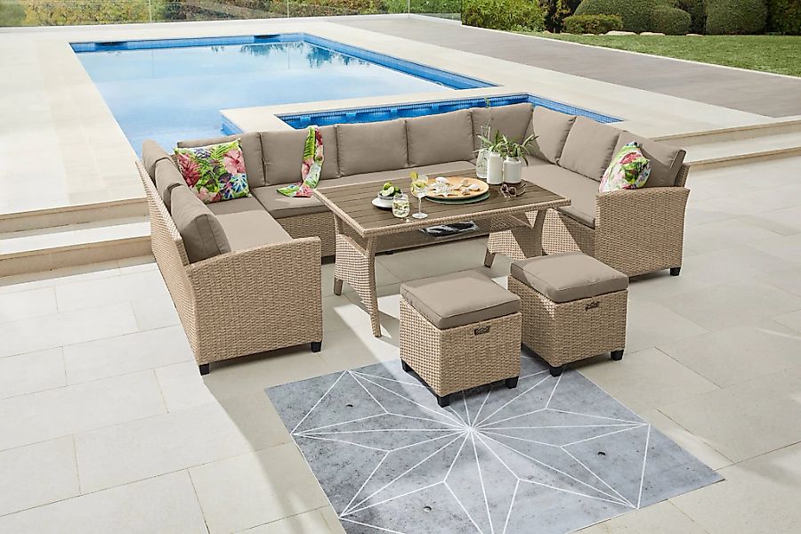 KONIFERA Gartenlounge-Set "Rotterdam", (Set, 20 tlg., 3x 3er Sofa, 2x Hocke günstig online kaufen