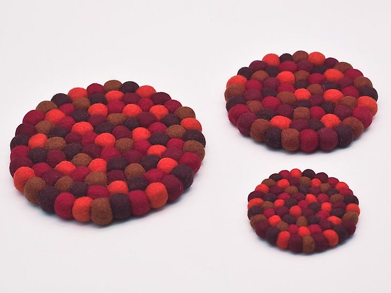 Aurelie Blumentopfuntersetzer Filzkugeluntersetzer, Topfuntersetzer, rot, r günstig online kaufen