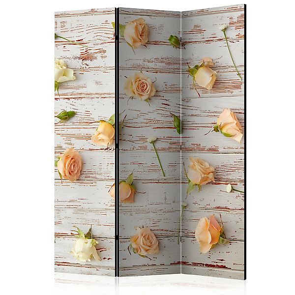 3-teiliges Paravent - Wood & Roses [room Dividers] günstig online kaufen