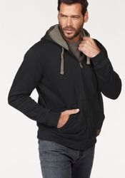 Mans World Kapuzensweatjacke mit kontrastfarbigem Innenfutter günstig online kaufen
