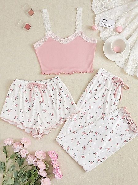 Elegant Love Schlafanzug Bequemes Damen-Set – Pyjama & Loungewear mit Blume günstig online kaufen