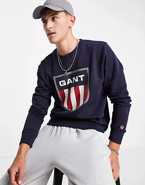 GANT – Sweatshirt in Marineblau mit Retro-Wappenlogo günstig online kaufen