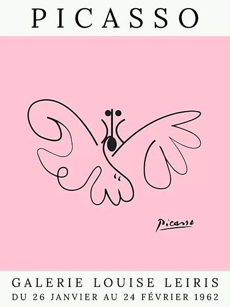 Poster / Leinwandbild - Picasso Schmetterling – Rosa günstig online kaufen