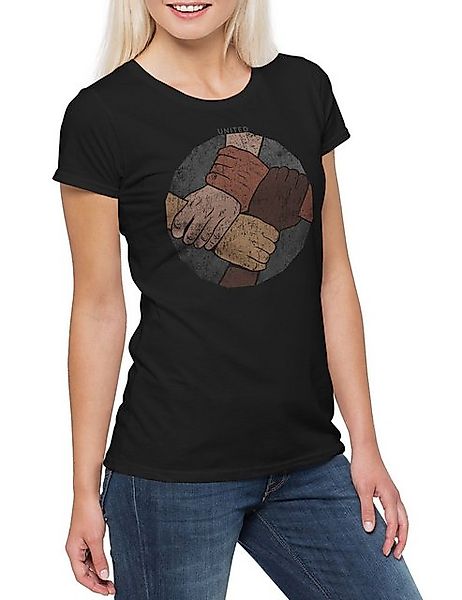 Urban Backwoods Print-Shirt United Damen T-Shirt Ebony Love Black Power Pan günstig online kaufen