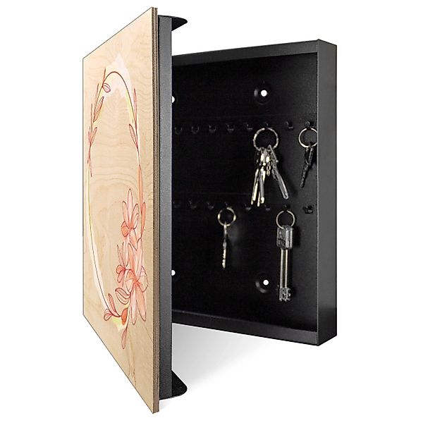 Banjado Großer Schlüsselkasten Holz 30x30cm Schwarz Scharnier Links 50 Hake günstig online kaufen