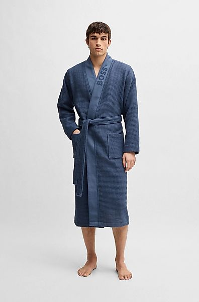 BOSS Morgenmantel "Waffle Kimono", mit großem BOSS Logo aus Velours günstig online kaufen