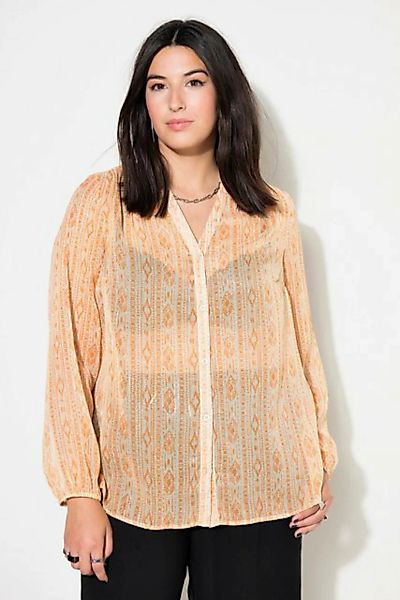 Studio Untold Longbluse Bluse Chiffon mit Print Ballon-Langarm günstig online kaufen