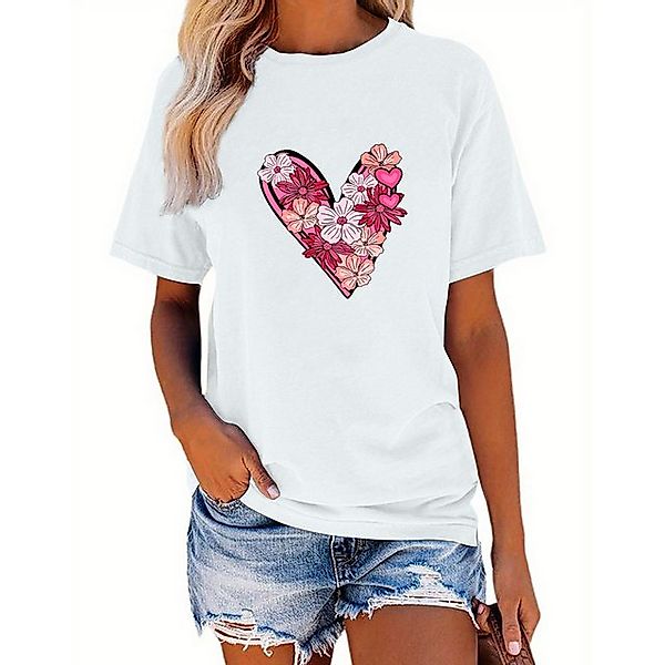 PYL Print-Shirt Damen Sommer Kurzarmbluse Locker Liebe Print-Shirt günstig online kaufen