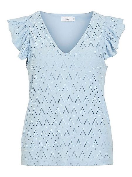 Vila Blusenshirt Sommer Blusen Shirt mit Lochmuster und Rüschen Blickdicht günstig online kaufen