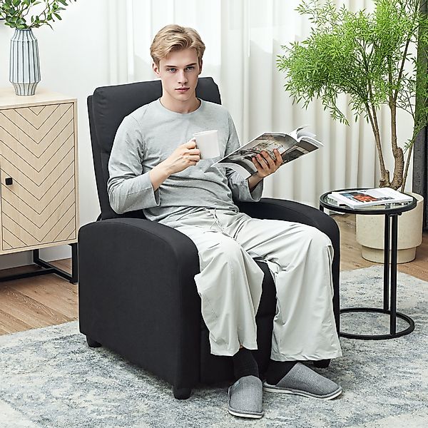 HOMCOM Relaxsessel mit Liegefunktion, Leinenoptik, Fußstütze günstig online kaufen