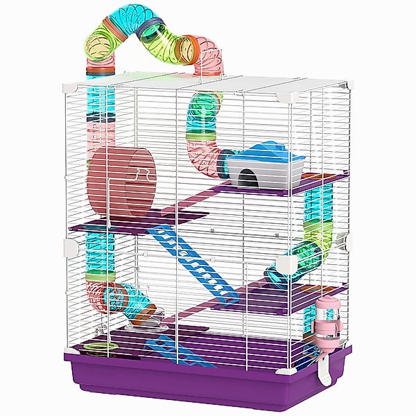 PawHut Käfig für Hamster Nager 4 Etagen mit Tunneln Fressnapf Laufrad Häusc günstig online kaufen