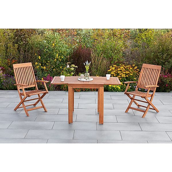 Merxx Comodoro Set 3-tlg. 2 Klappsessel Gartentisch Ausziehbar 65 (130) x 7 günstig online kaufen