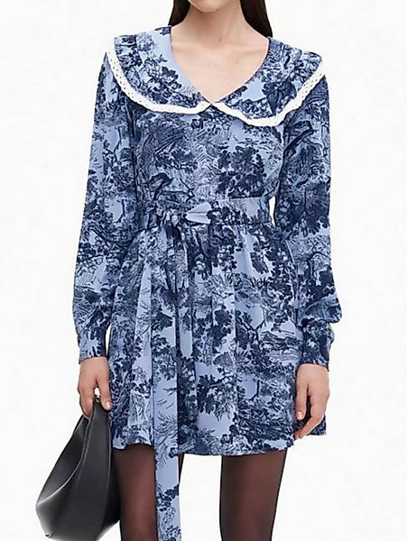 RUZU UG Dirndl Midikleid Kleid V-Ausschnitt,Bedruckter A-Linien-Rock Damen günstig online kaufen