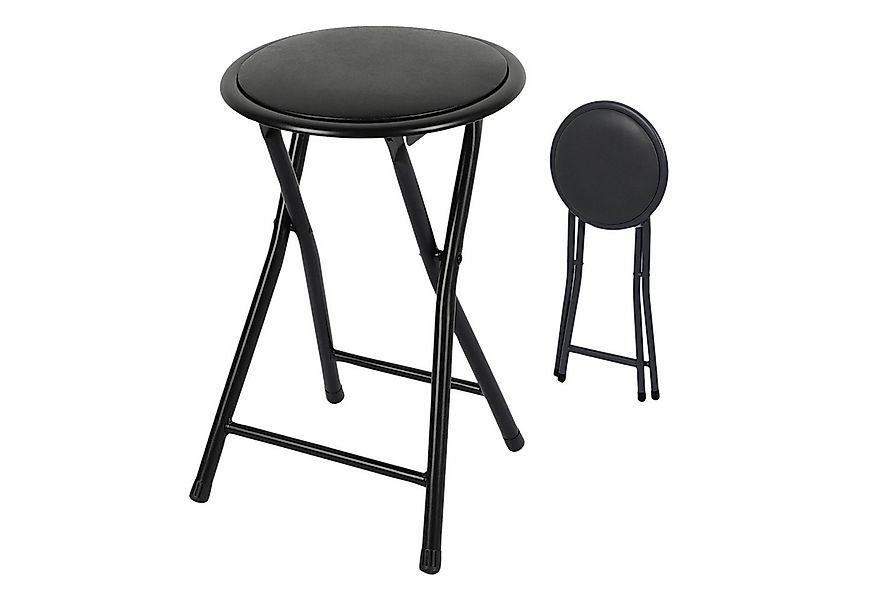 Spetebo Hocker klappbar rund schwarz aus Metall 45 x Ø 30 cm (Artikel, 1 St günstig online kaufen