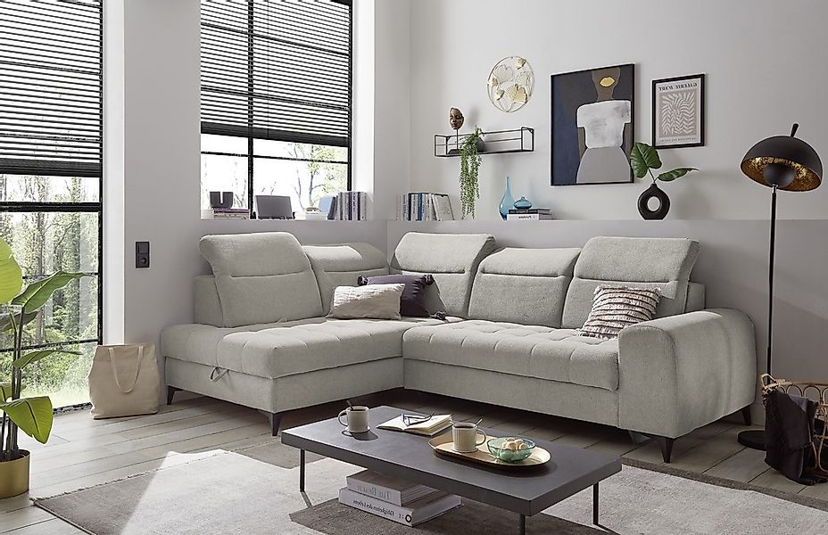 ED EXCITING DESIGN Ecksofa "Rockdale L-Form mit Bettfunktion, Bettkasten", günstig online kaufen