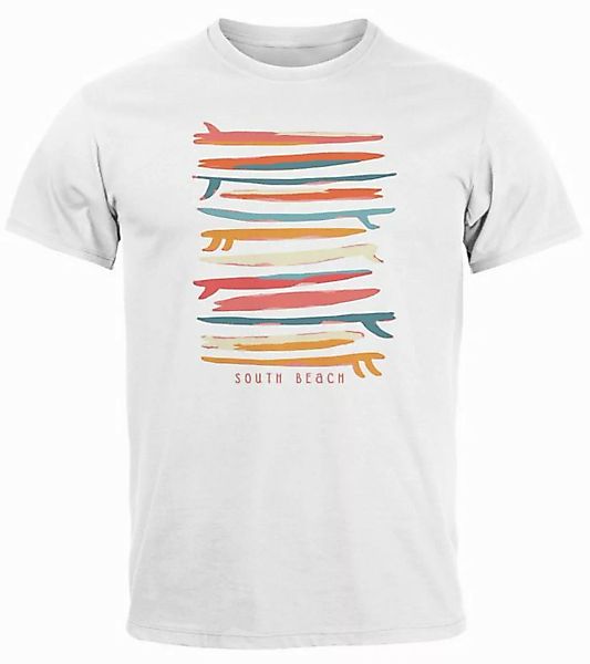 Neverless Print-Shirt Herren T-Shirt Surfboards South Beach California USA günstig online kaufen