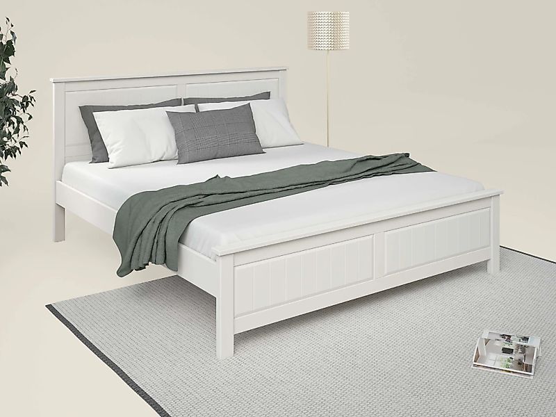 OTTO home Massivholzbett "Northwood, Landhausstil, mit Lamellen und Kassett günstig online kaufen