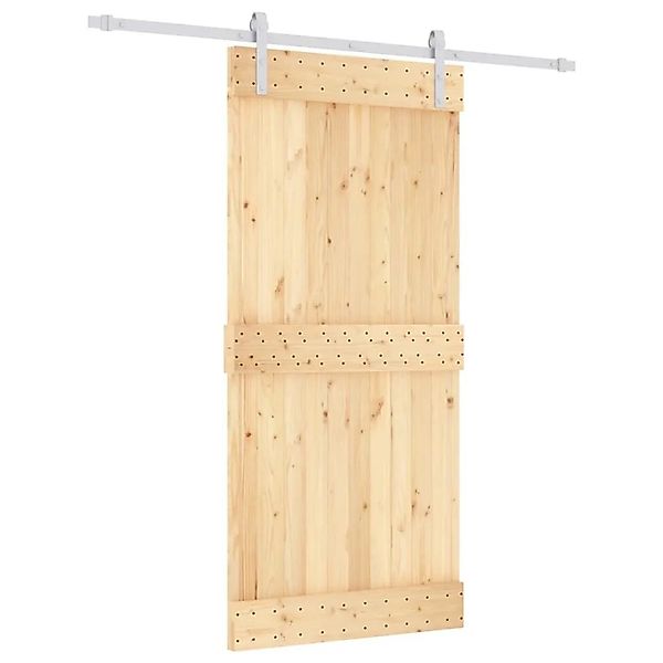 vidaXL Schiebetür mit Beschlag 95x210 cm Massivholz Kiefer 3203030 günstig online kaufen