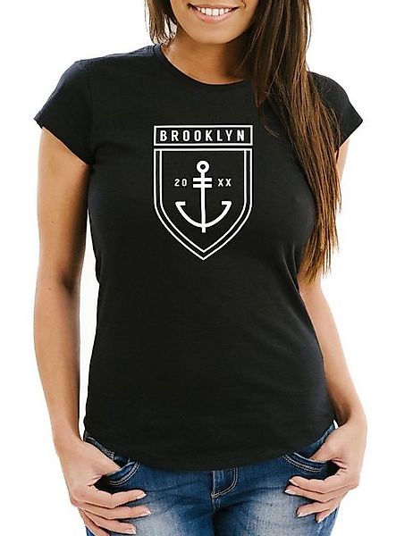 Neverless Print-Shirt Damen T-Shirt Brooklyn Anker Slim Fit mit Print günstig online kaufen