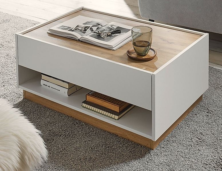 Furn.Design Couchtisch Center (Wohnzimmer Tisch in weiß mit Wotan Eiche, 90 günstig online kaufen