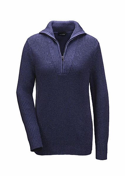 GOLDNER Strickpullover "Kurzgröße Sportiver Troyer mit Baumwollanteil" günstig online kaufen