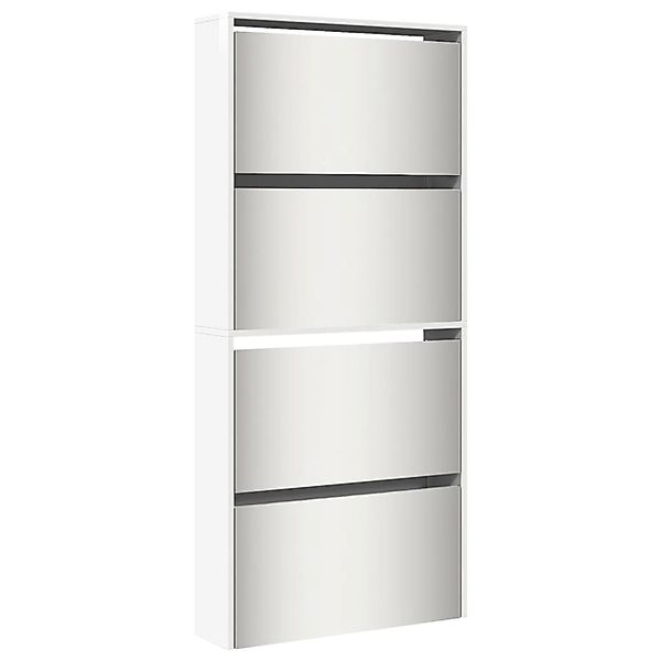 vidaXL Schuhschrank mit Spiegel 4 Fächer Hochglanz-Weiß 63x17x134 cm 322827 günstig online kaufen