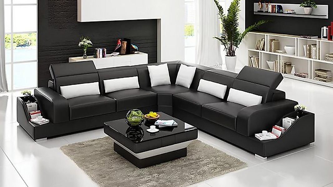 Xlmoebel Ecksofa Wohnlandschaft aus Leder im Eckdesign mit Polsterung und E günstig online kaufen