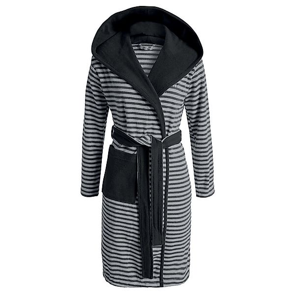 Esprit Bademantel Striped Anthracite mit Kapuze, günstig online kaufen