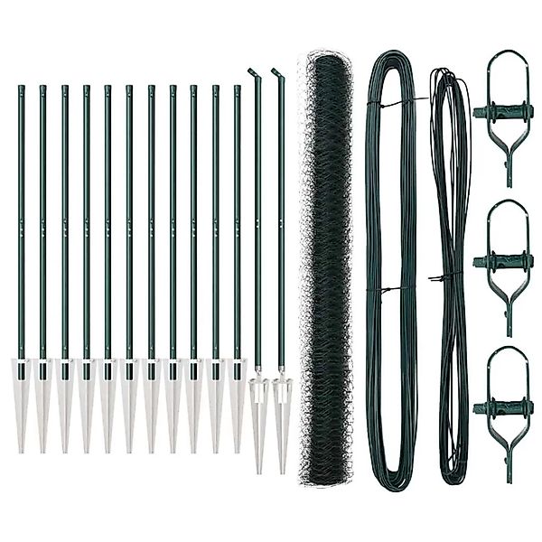 vidaXL Zaunpfosten Grün 25 x 1,6 m 50 mm Geflecht Stahl und PVC 3353113 günstig online kaufen
