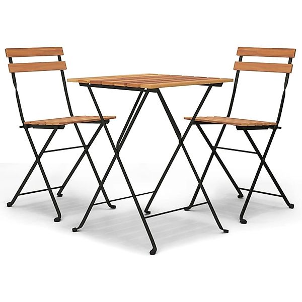 vidaXL 3-Tlg Bistro-Set Klappbar Massivholz Teak und Stahl 319977 günstig online kaufen