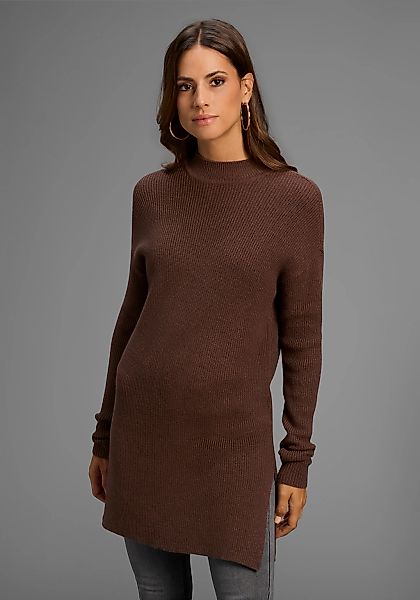 Laura Scott Stehkragenpullover in Grobstrick mit seitlichen Schlitzen - NEU günstig online kaufen