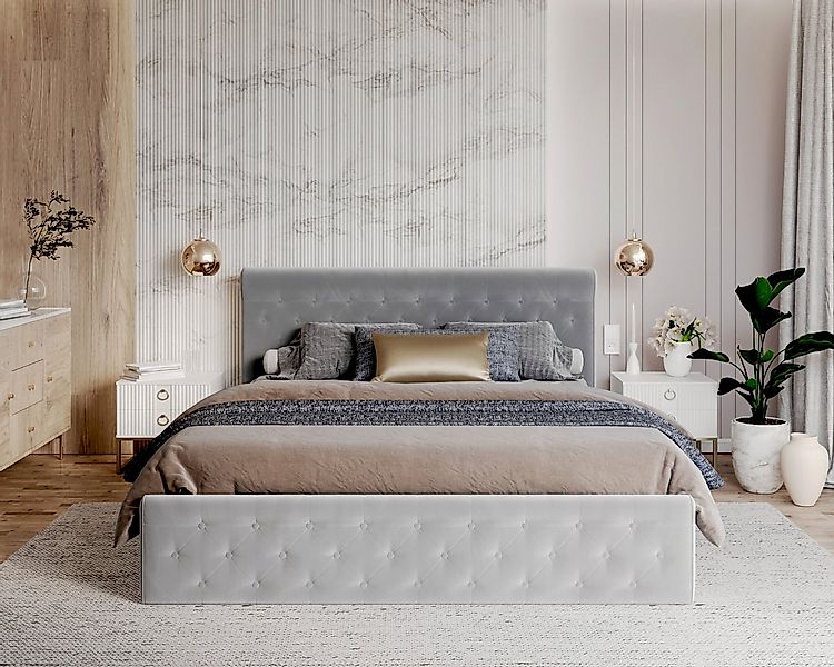 thematys Polsterbett 120x200–180x200 cm – Velours Samt Bett mit Bettkasten günstig online kaufen