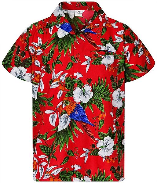 King Kameha Hawaiihemd Cherry Parrot Funky Hawaii-Hemd Herren Kurzarm Front günstig online kaufen