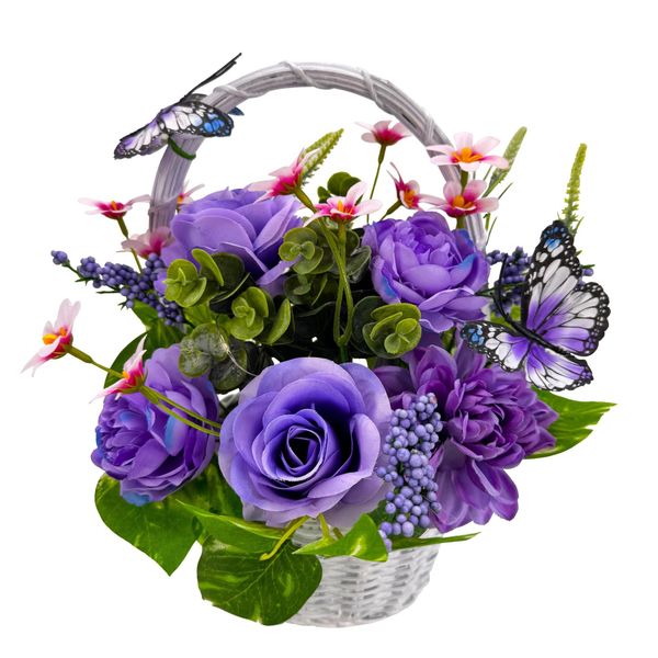 Kunstblumenstrauß - Deko Korb mit künstlichen günstig online kaufen