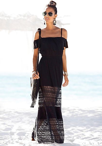 LASCANA Maxikleid mit Spitzeneinsätzen im Rockteil, günstig online kaufen
