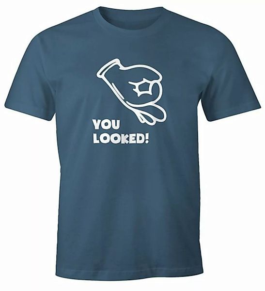 MoonWorks Print-Shirt Herren T-Shirt Comic Hand Look Hole Game Fun-Shirt Mo günstig online kaufen