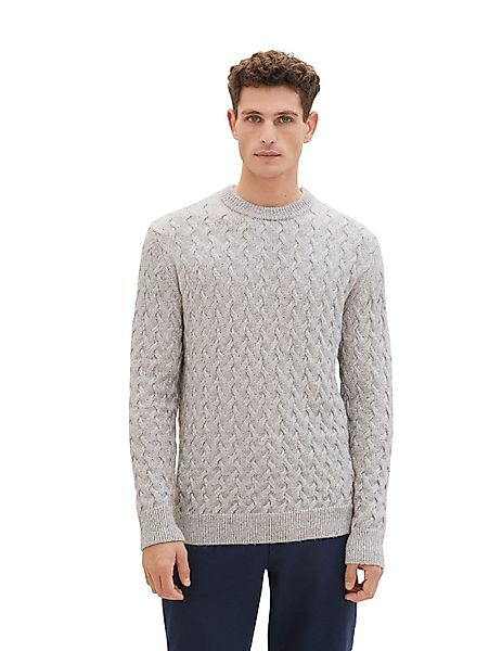 Tom Tailor Herren Rundhals Pullover COSY CABLE KNIT - Regular Fit günstig online kaufen