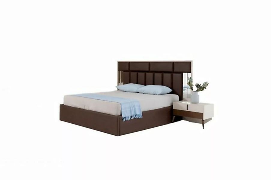 JVmoebel Bett Braun Bett Schlafzimmerbett mit Bettkasten Bettrahmen Holz (1 günstig online kaufen