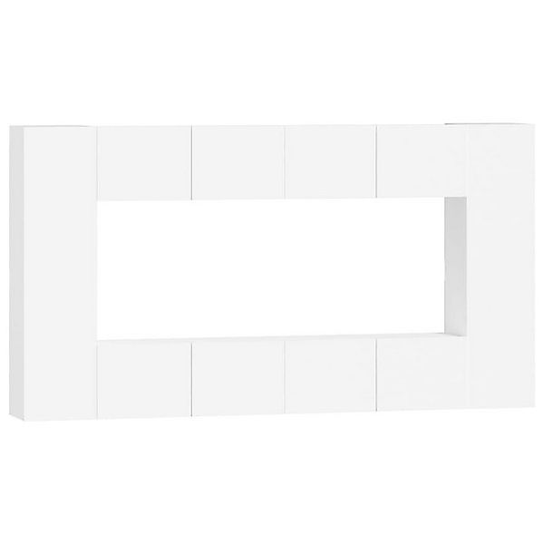 furnicato TV-Schrank 8-tlg. TV-Schrank-Set Weiß Holzwerkstoff (1-St) günstig online kaufen