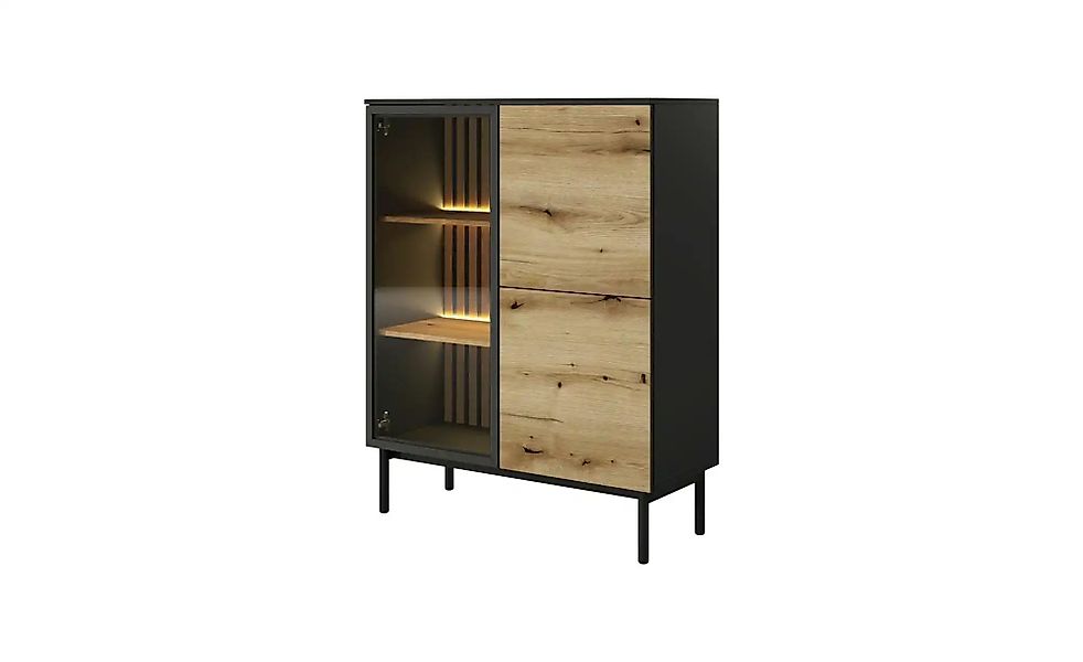 Vitrine   ¦ schwarz ¦ Maße (cm): B: 100 H: 125 Schränke > Vitrinen - Höffne günstig online kaufen