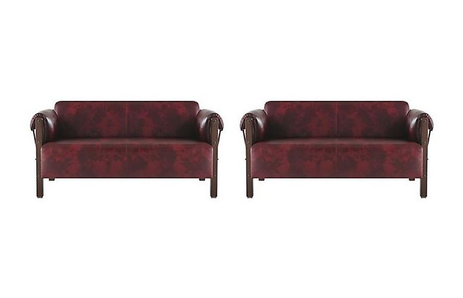 JVmoebel 2-Sitzer Ledersofas 2-Sitzer Bordeaux Leder Sitzmöbel Sofa-Set Sof günstig online kaufen