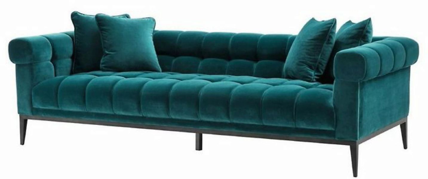 Casa Padrino Sofa Luxus Samt Sofa Meergrün / Schwarz 240 x 98 x H. 69 cm - günstig online kaufen