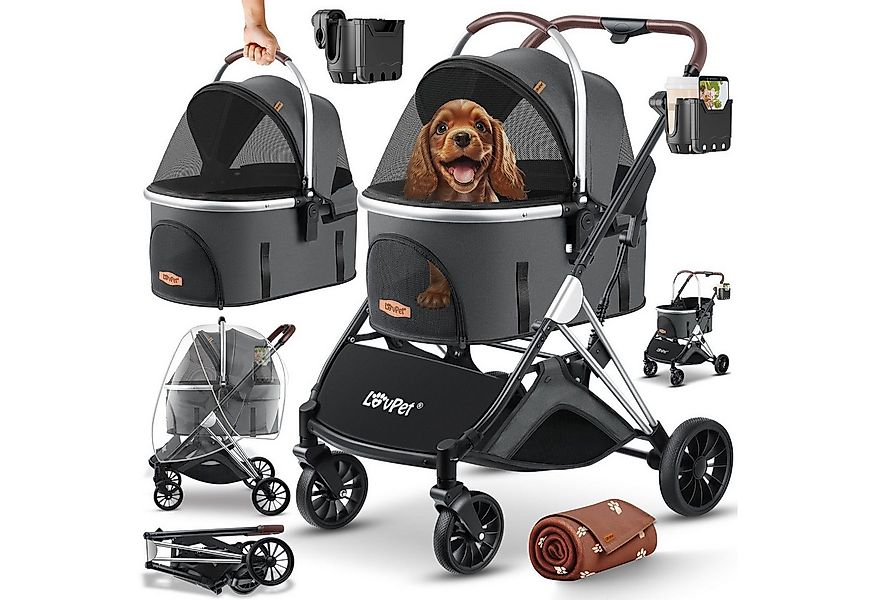 Lovpet Hundebuggy 3in1 Hundewagen max. bis 20kg Buggy für Haustiere, (Hunde günstig online kaufen