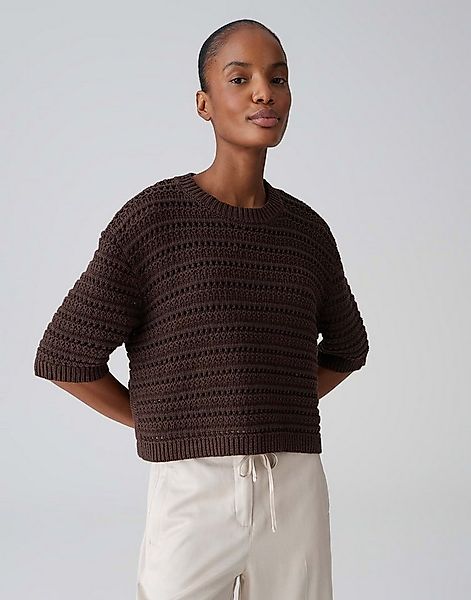 OPUS Kurzarmpullover Kurzarmpullover aus BCI Cotton Mix Boxy Fit, Schlitze günstig online kaufen
