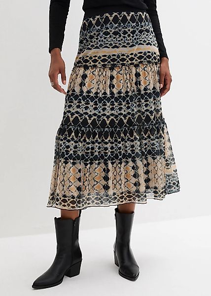 bonprix Stufenrock "Stufenrock" aus leichtem Materialmix, mit elastischem B günstig online kaufen